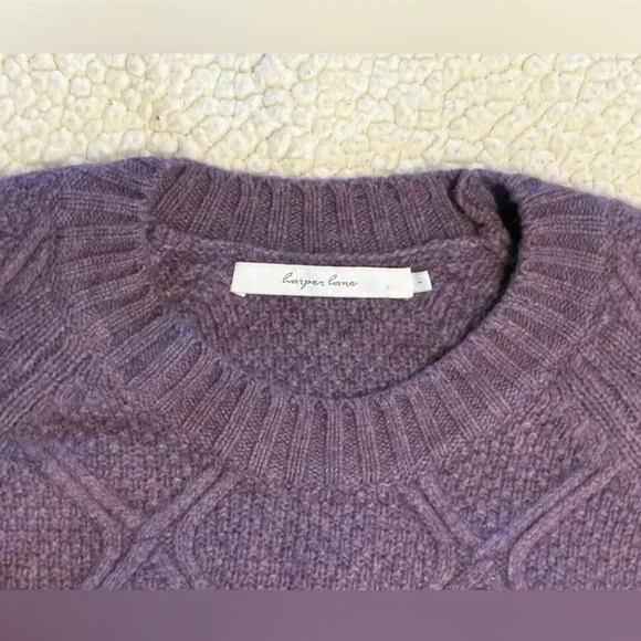 Harper Lane Purple Amelia Knit Pullover Wool Cashmere Sweater Size Large - Picture 5 of 11